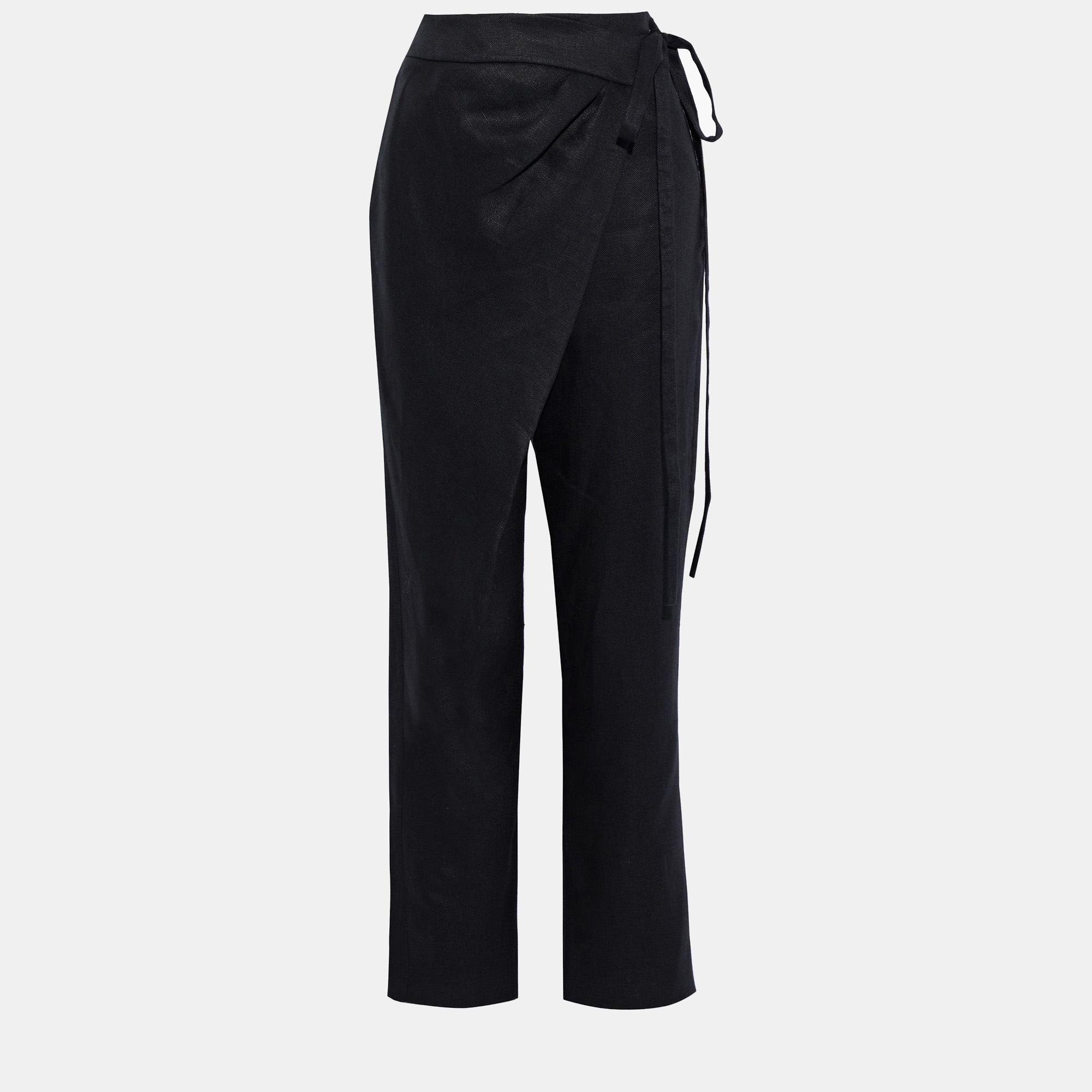 Oscar de la renta black linen trousers size m (6)