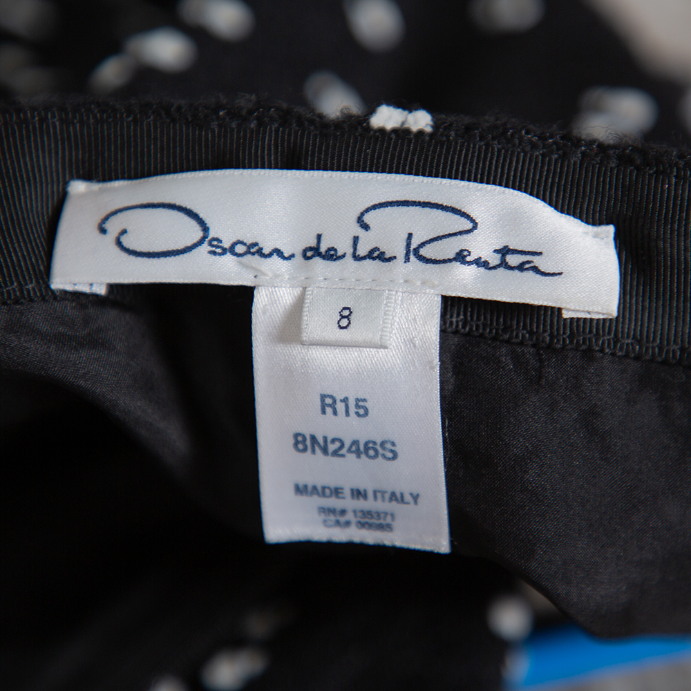 Oscar De La Renta Monochrome Tweed Fitted Short Skirt M