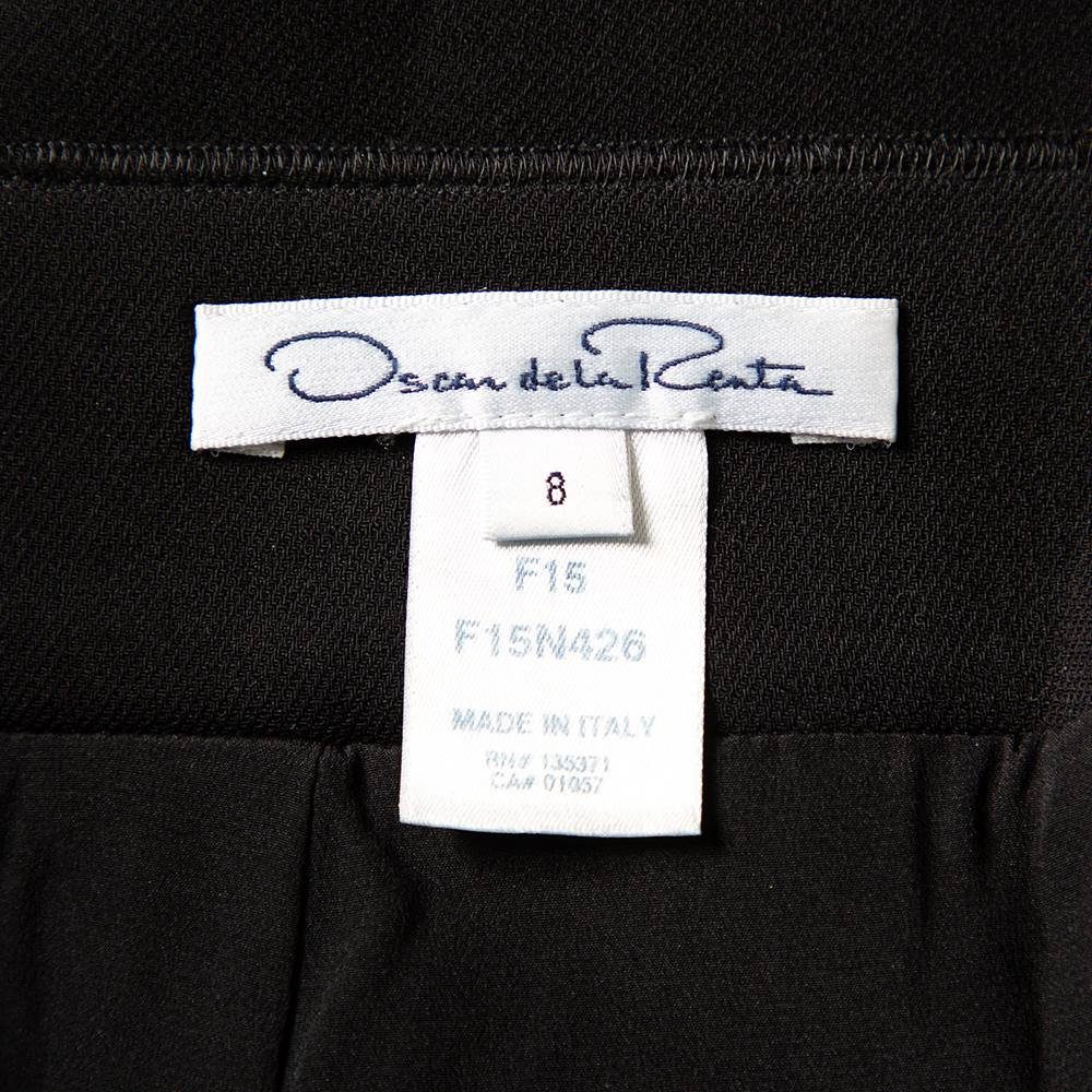 Oscar De La Renta Black Wool Paneled Short Skirt M