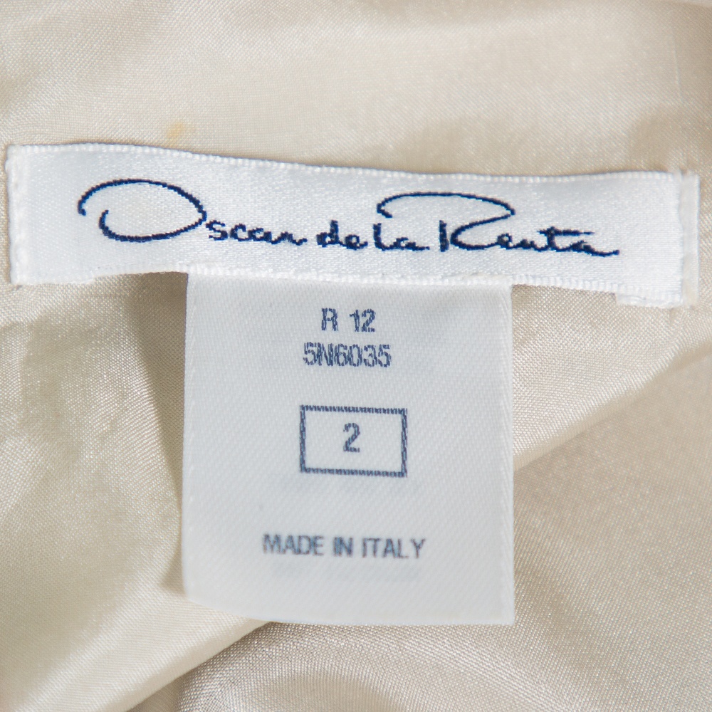 Oscar De La Renta Brown Musical Printed Cotton Sleeveless Sheath Dress S