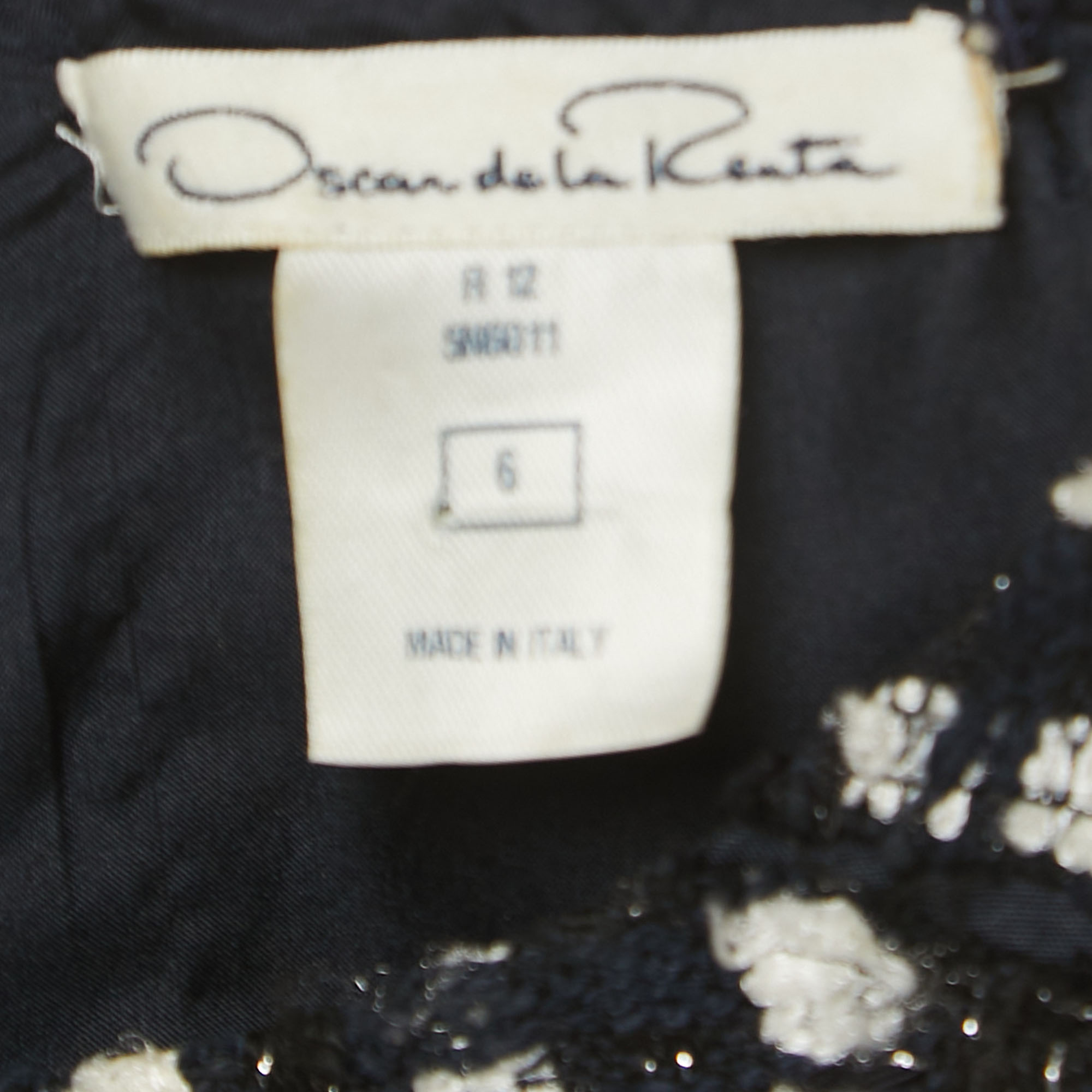 Oscar De La Renta Navy Blue Tweed Sleeveless Short Dress M