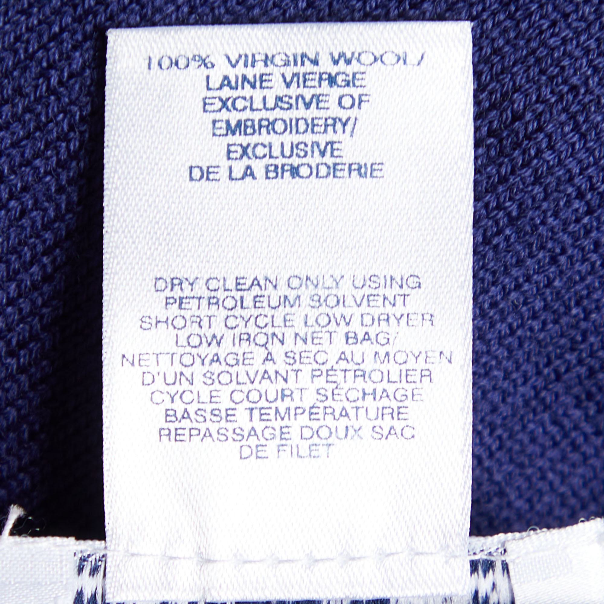 Oscar De La Renta Blue Wool Sequin Embellished Cardigan L