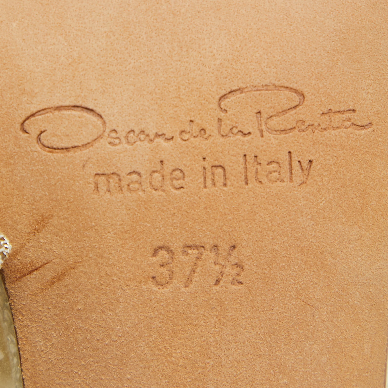 Oscar De La Renta Metallic PVC And Texture Leather Ambria Sandals Size 37.5