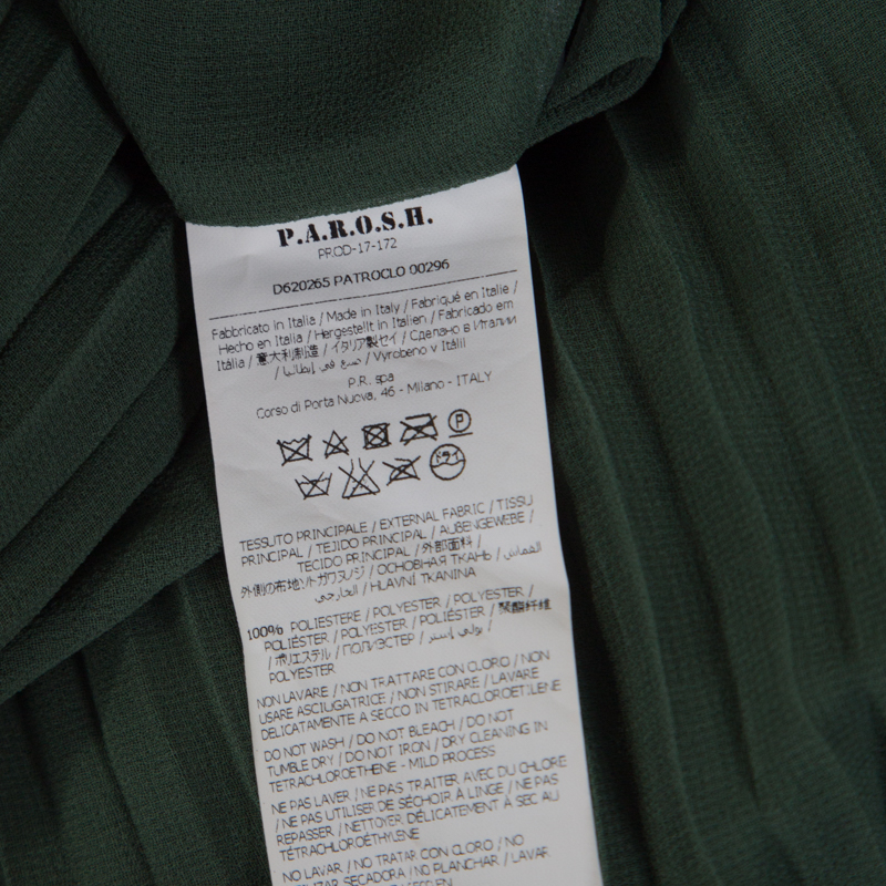 P.A.R.O.S.H. Pine Green Plisse Crepe Elasticized Waist Maxi Skirt XS