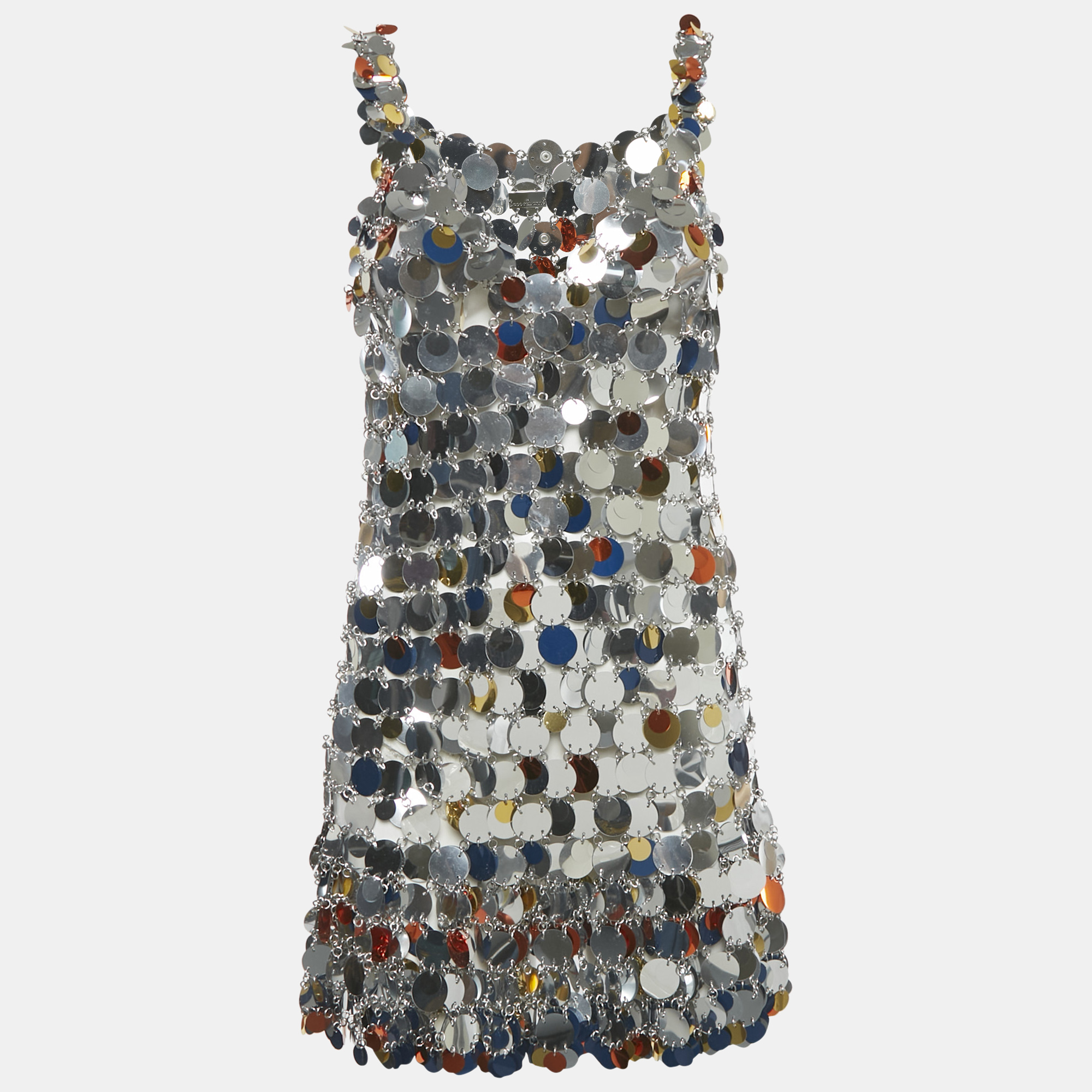 Paco Rabanne Silver Sequin Disc Mini Dress S
Paco Rabanne Silver Sequin Disc Mini Dress S