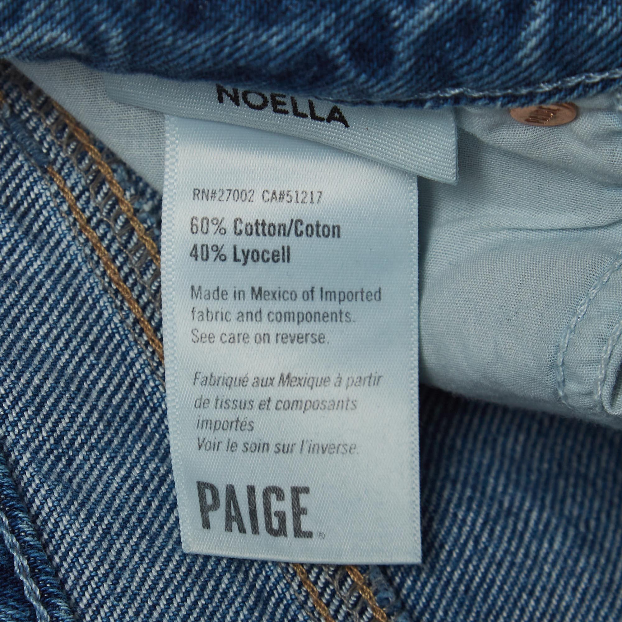 Paige Blue Distressed Denim Noella Jeans S Waist 26