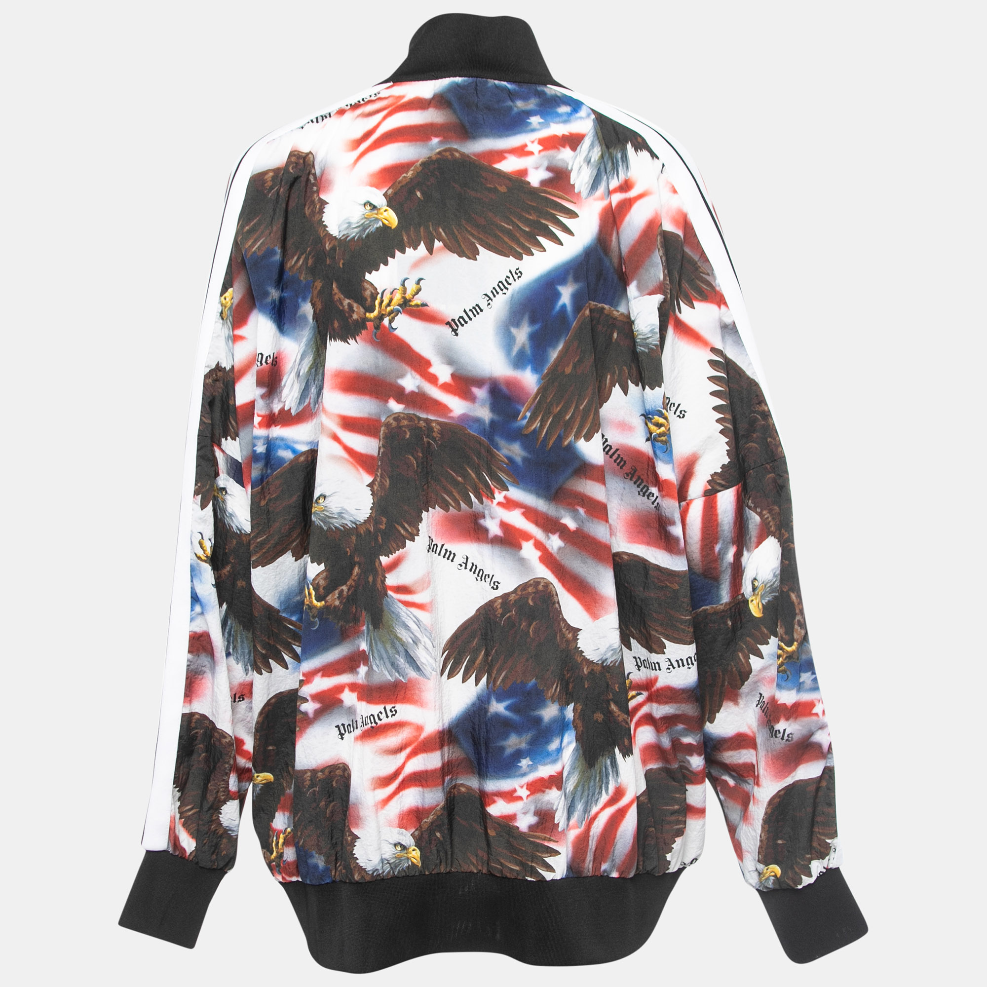 Palm Angels Multicolor Eagle Printed Nylon Zip Front Jacket XL