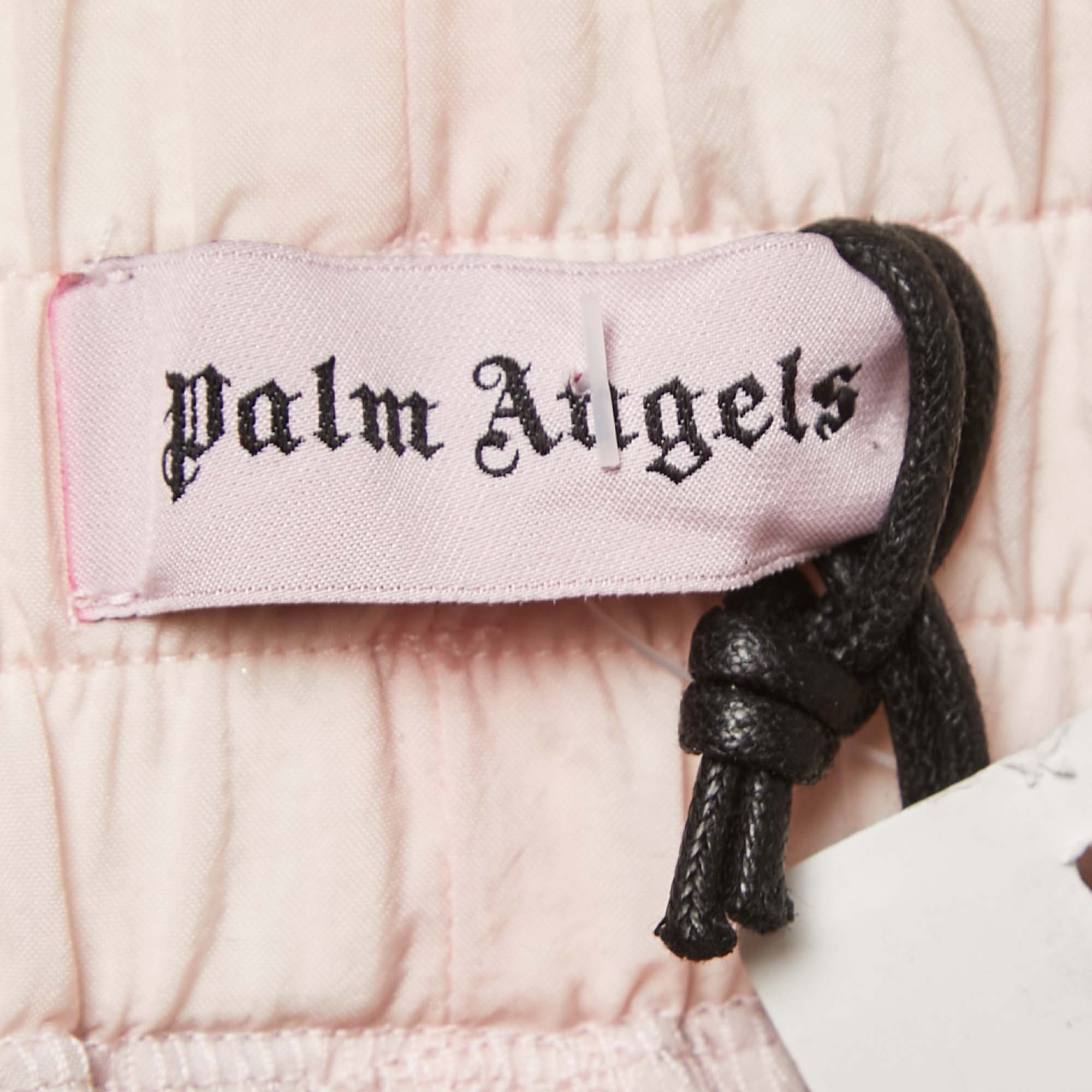 Palm Angels Black/Pink Colorblock Nylon Track Pants S