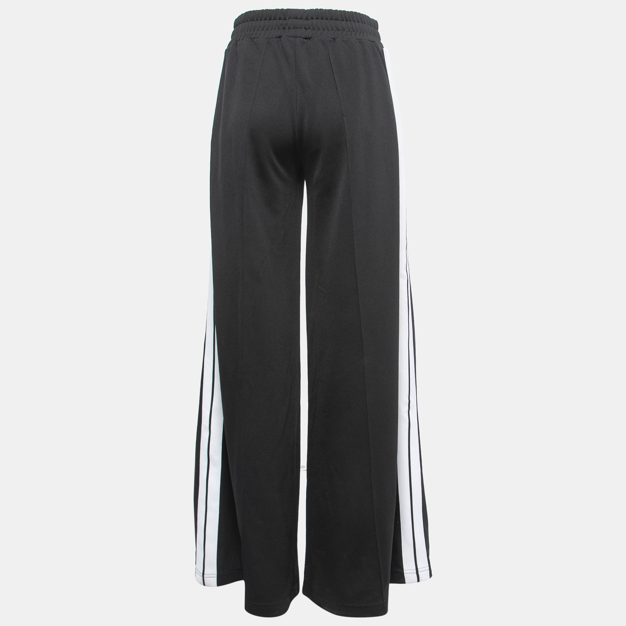 

Palm Angels Black Synthetic Side Stripe Detail Wide-Leg Track Pants