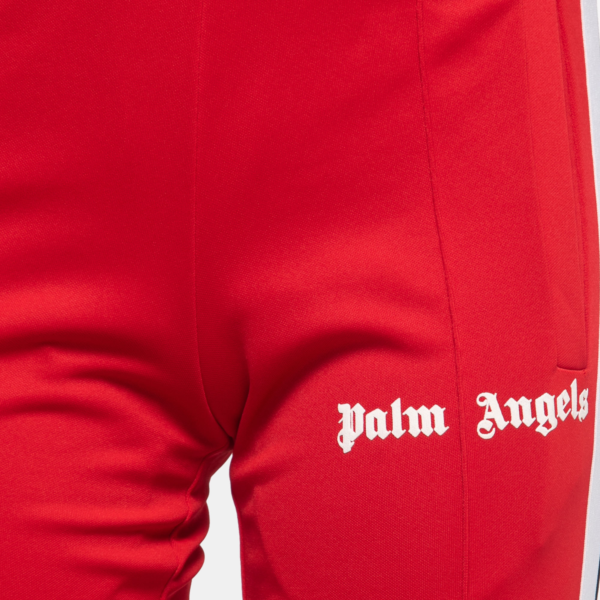 Palm Angels Red Jersey Stripe Detail Track Pants XXS