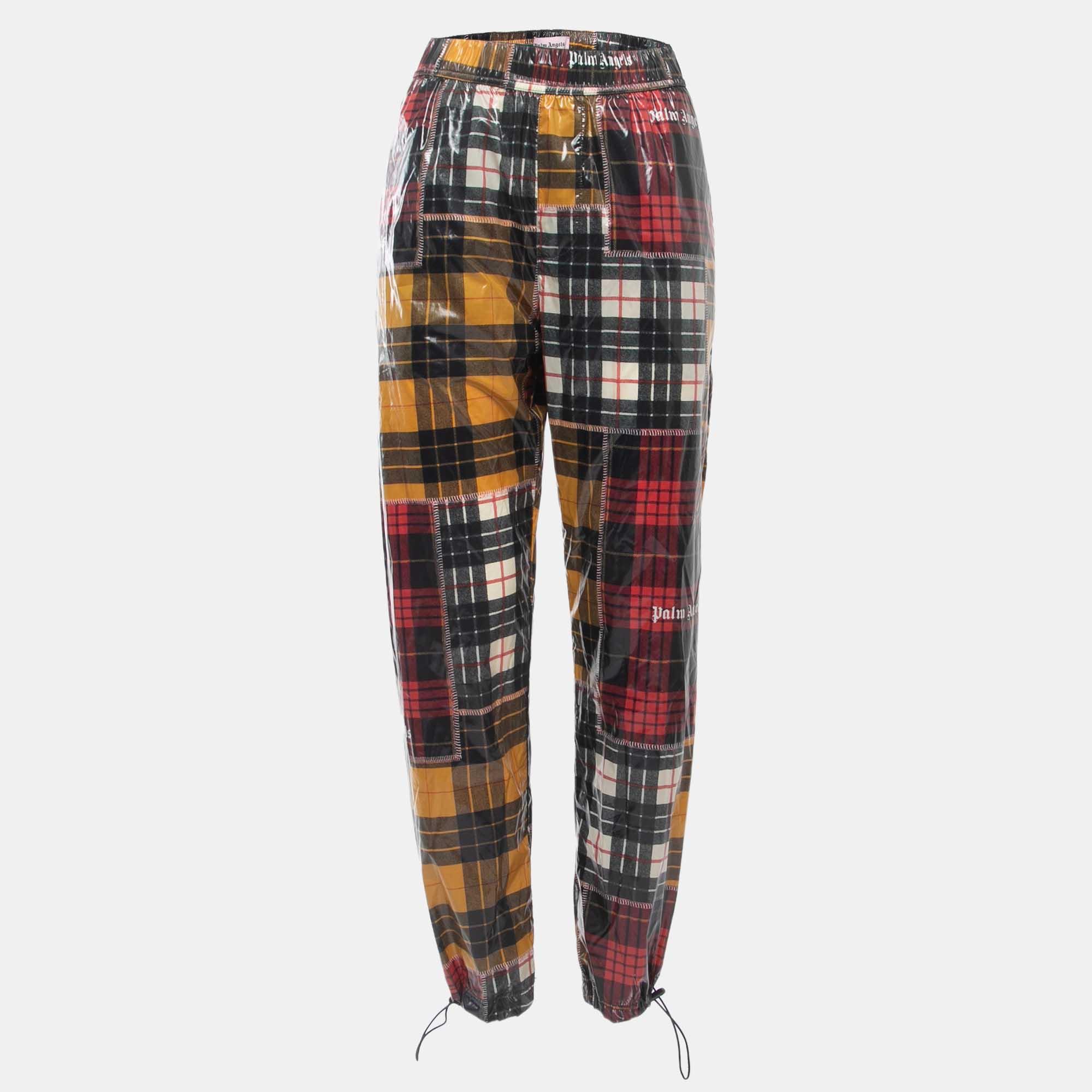 Palm Angels Multicolor Checkered Nylon Straight Pants S