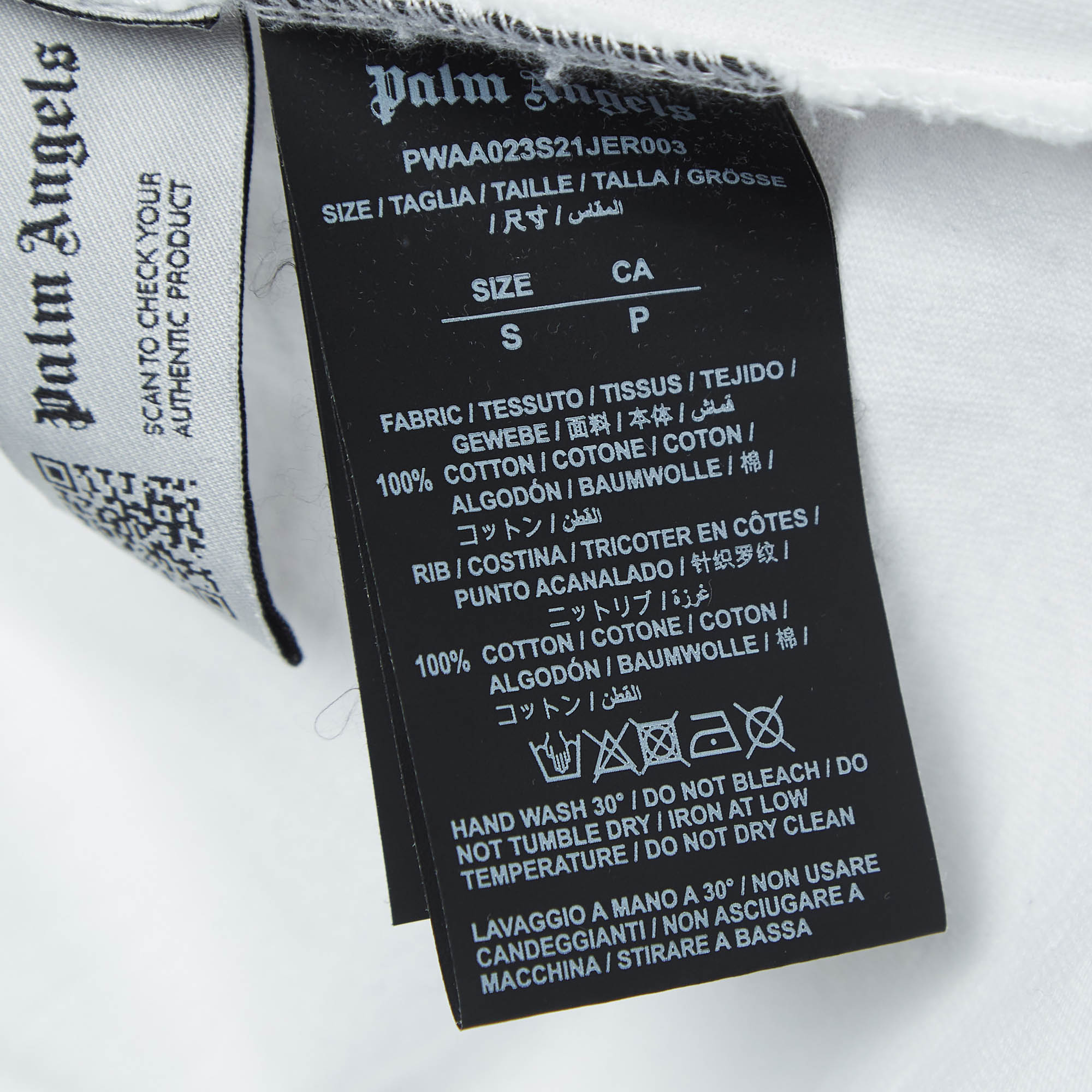 Palm Angels White Logo Print Cotton Crew Neck  Oversized T-Shirt S