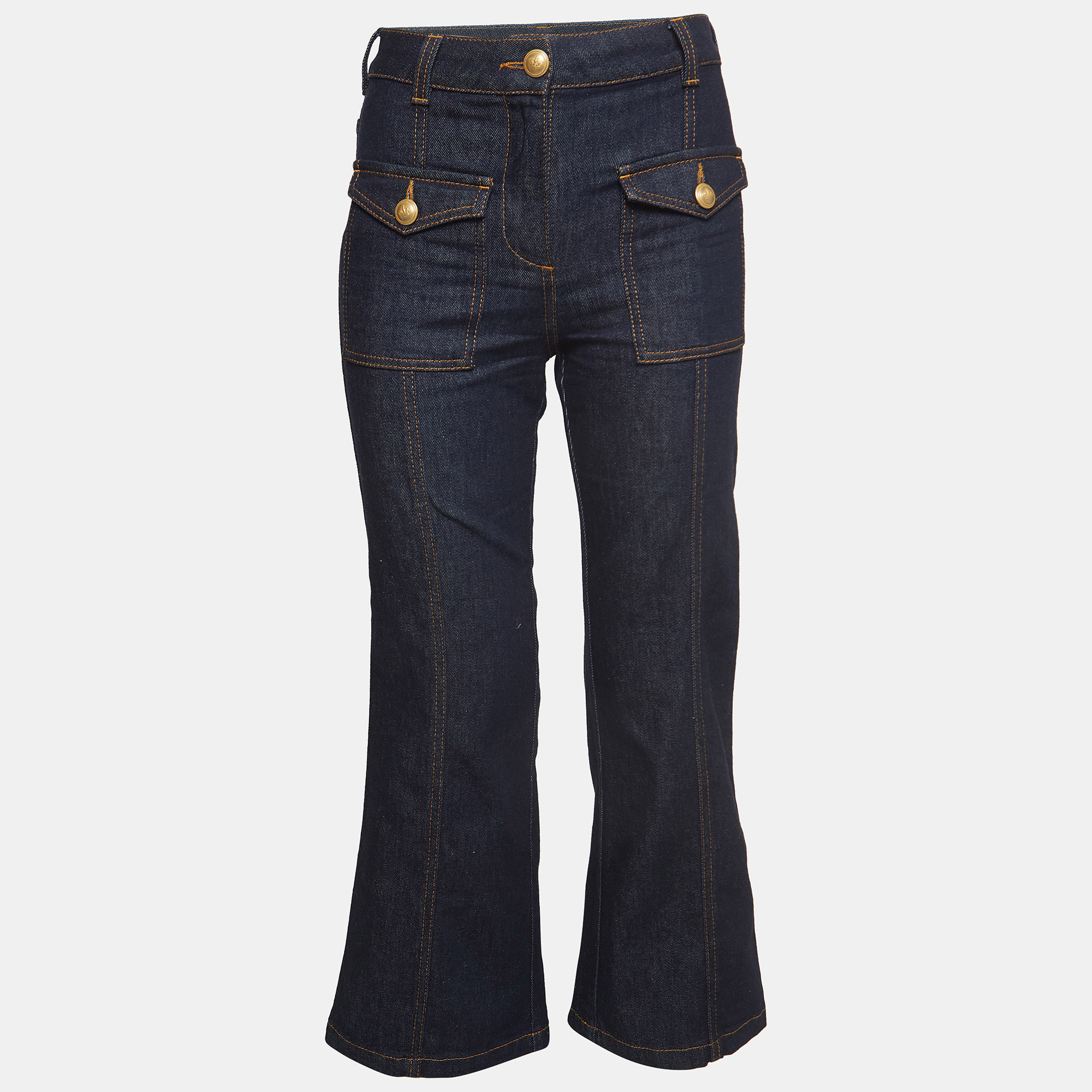 Palm angels blue denim marine flare stretched jeans s waist 24''
