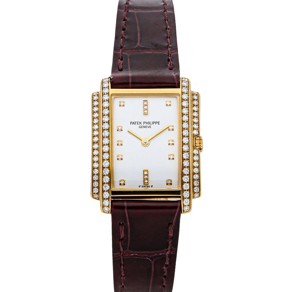 Patek Philippe White Diamonds 18K Yellow Gold Gondolo 4825J Women's Wristwatch 22 MM