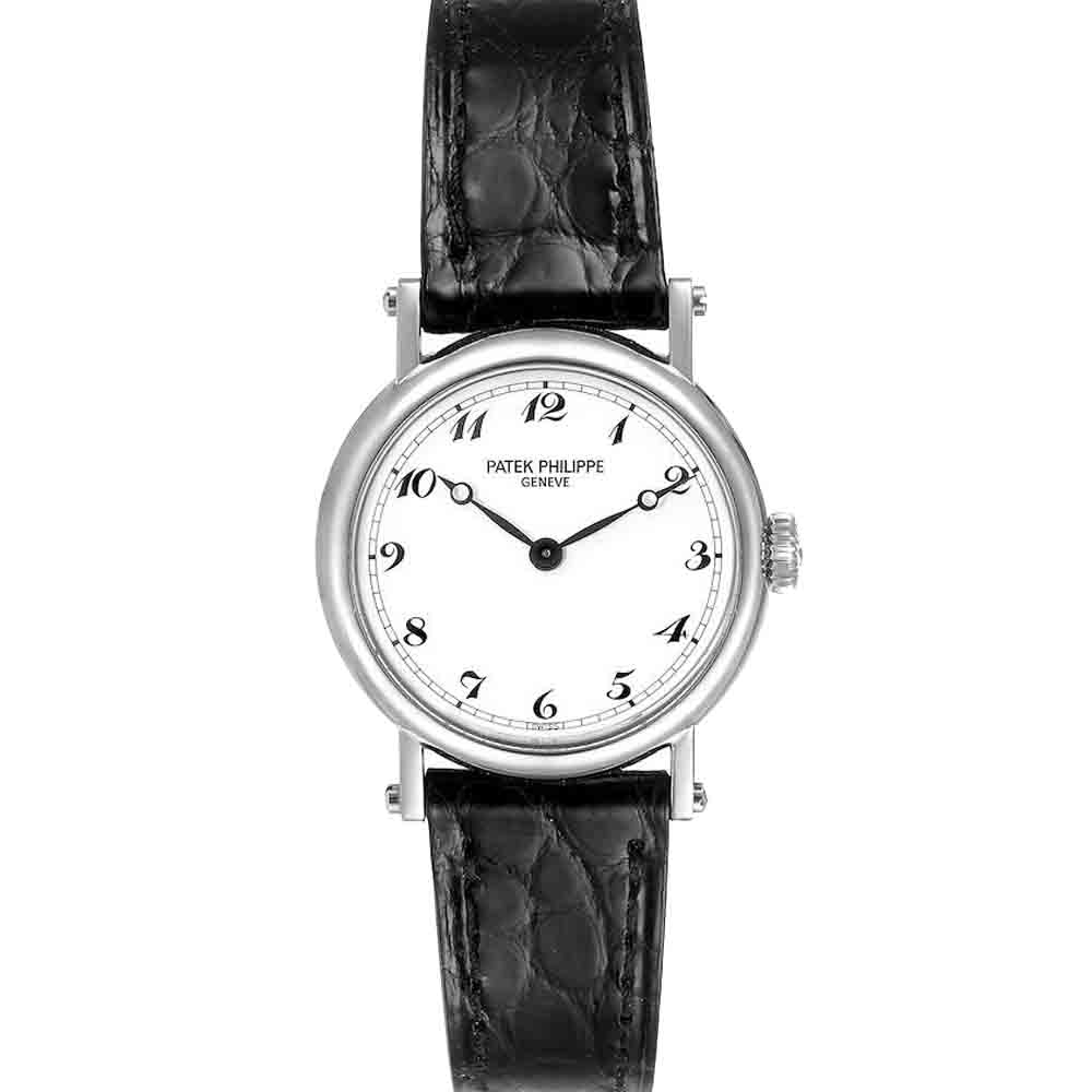 Patek Philippe Silver 18K White Gold Calatrava 4860 Women's Wristwatch 26 MM
