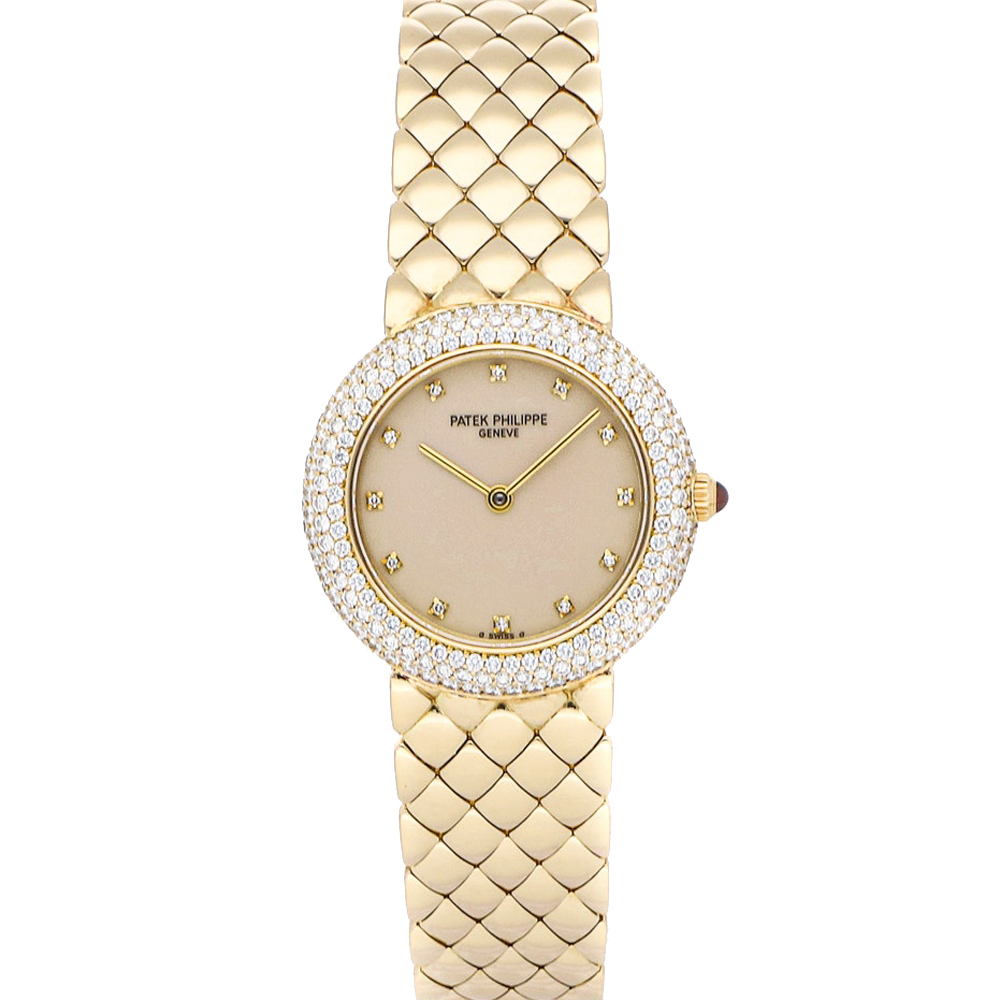 Patek Philippe Silver Diamonds 18K Yellow Gold Calatrava 4823/1J Women's Wristwatch 27 MM