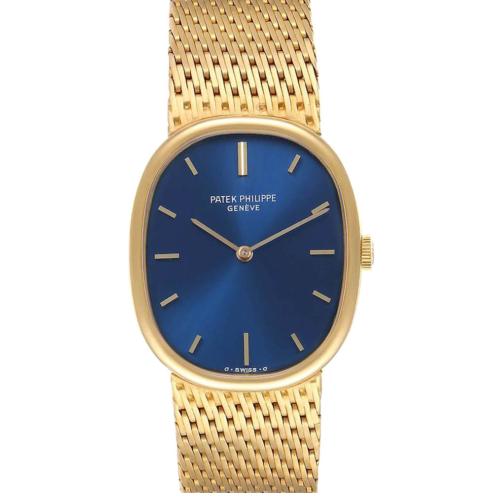 Patek Philippe Blue 18k Yellow Gold Golden Ellipse 3548 Women's Wristwatch 27 x 32 MM