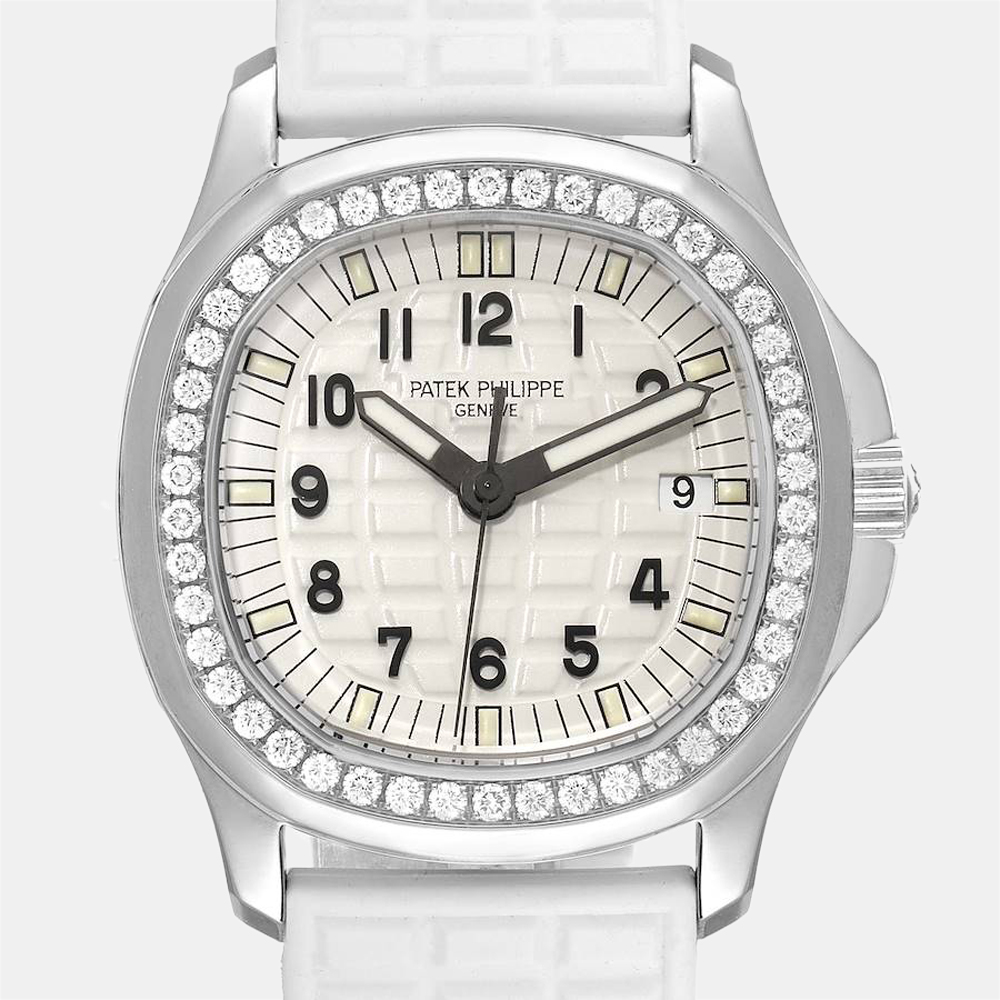 Patek Philippe White Diamonds Stainless Steel Aquanaut 5067 Women's Wristwatch 35 Mm