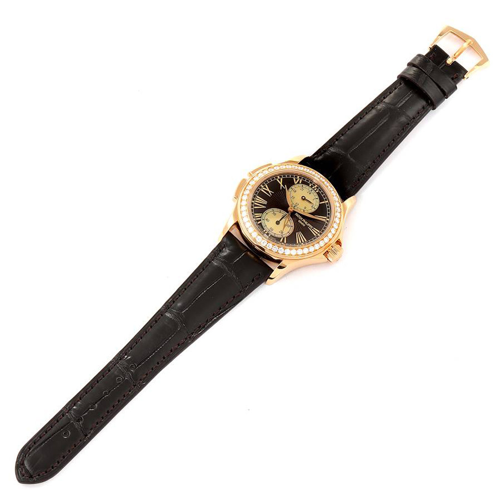Patek Philippe Brown Diamonds 18K Rose Gold Calatrava Travel Time  4934 Women's Wristwatch 35 Mm
