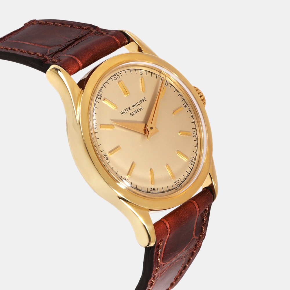 Patek Philippe Silver Yellow Gold Calatrava Manual Winding Women's Wristwatch
