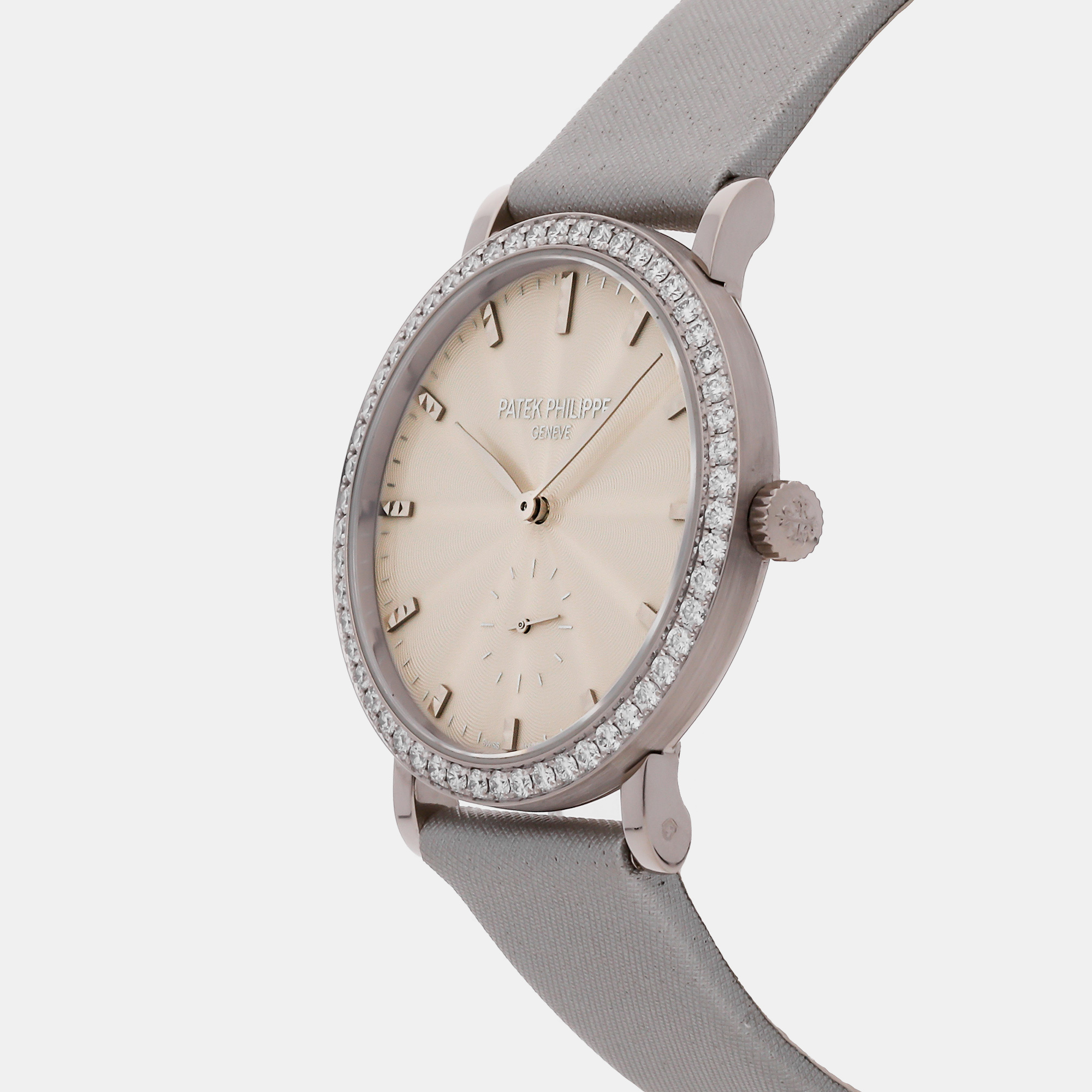 Patek Philippe Cream 18k White Gold Calatrava 7120G-001 Manual Winding Women's Wristwatch 31 Mm