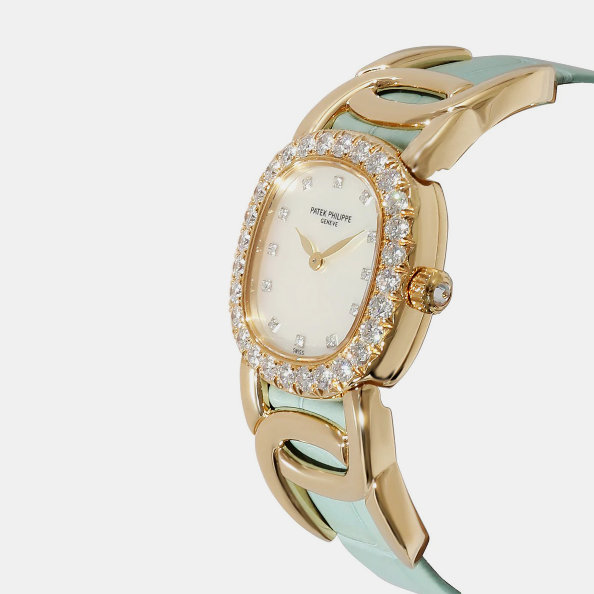 Patek Philippe White Diamond 18k Yellow Gold Golden Ellipse 4931J-001 Women's Wristwatch 23 Mm