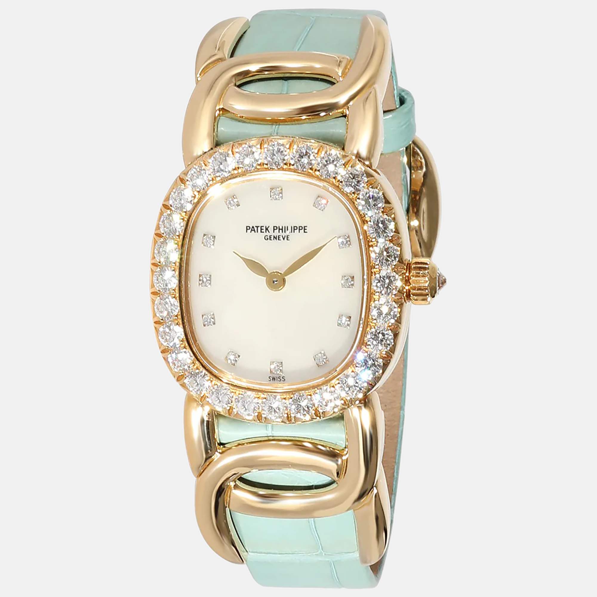 Patek Philippe White Diamond 18k Yellow Gold Golden Ellipse 4931J-001 Women's Wristwatch 23 Mm