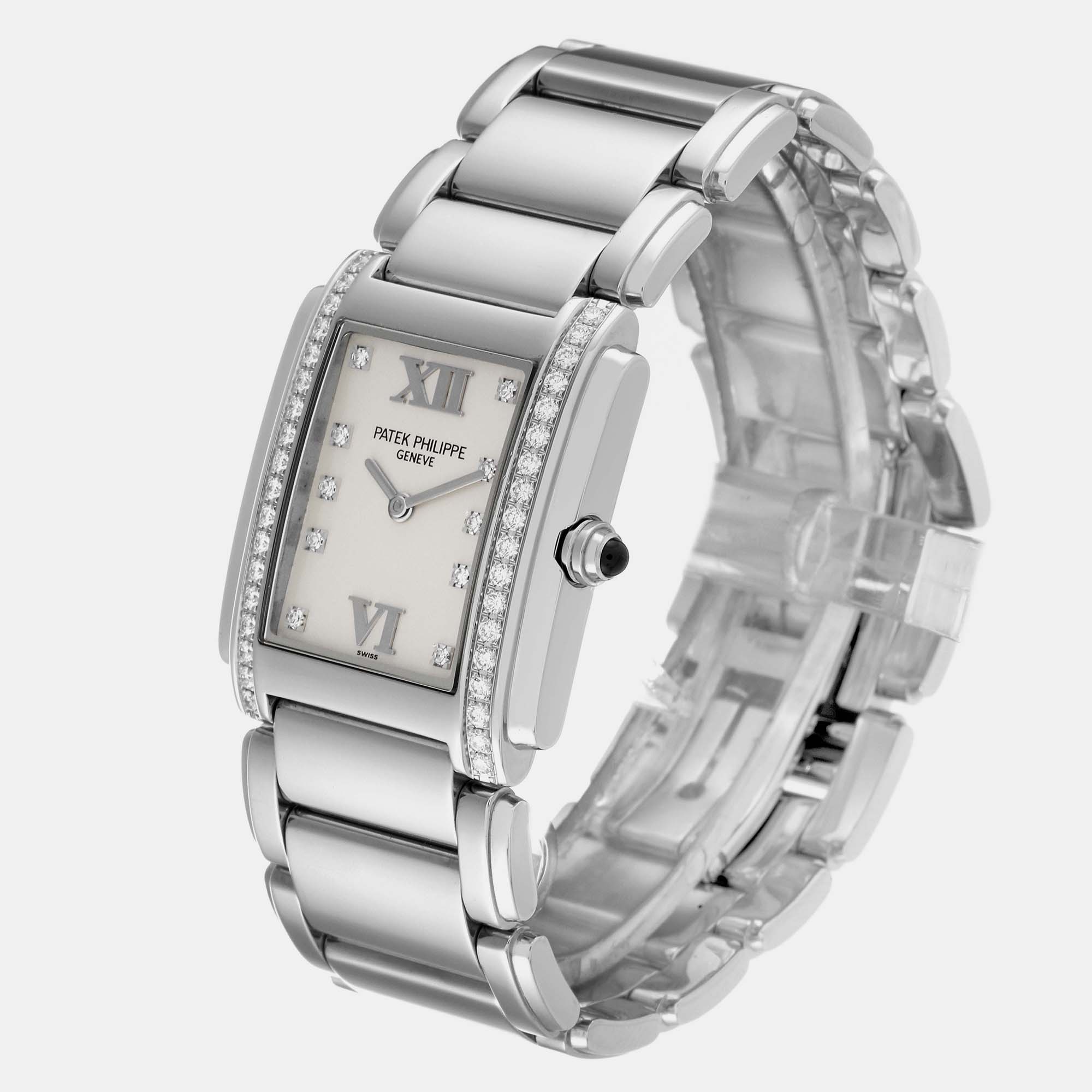 Patek Philippe Silver Stainless Steel Twenty-4 4910 Quartz Women's Wristwatch 25 X 30 Mm