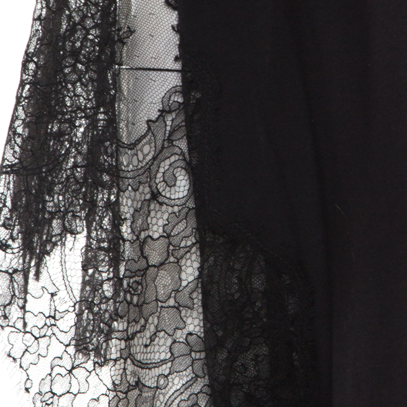 Paul & Joe Black Melange Knit Lace Paneled Kimono Sleeve Oversized Top S