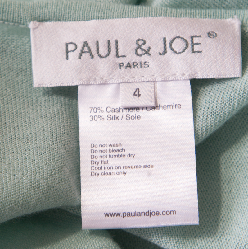 Paul And Joe Mint Green Cashmere And Silk Knit V-Neck Sleeveless Tunic M