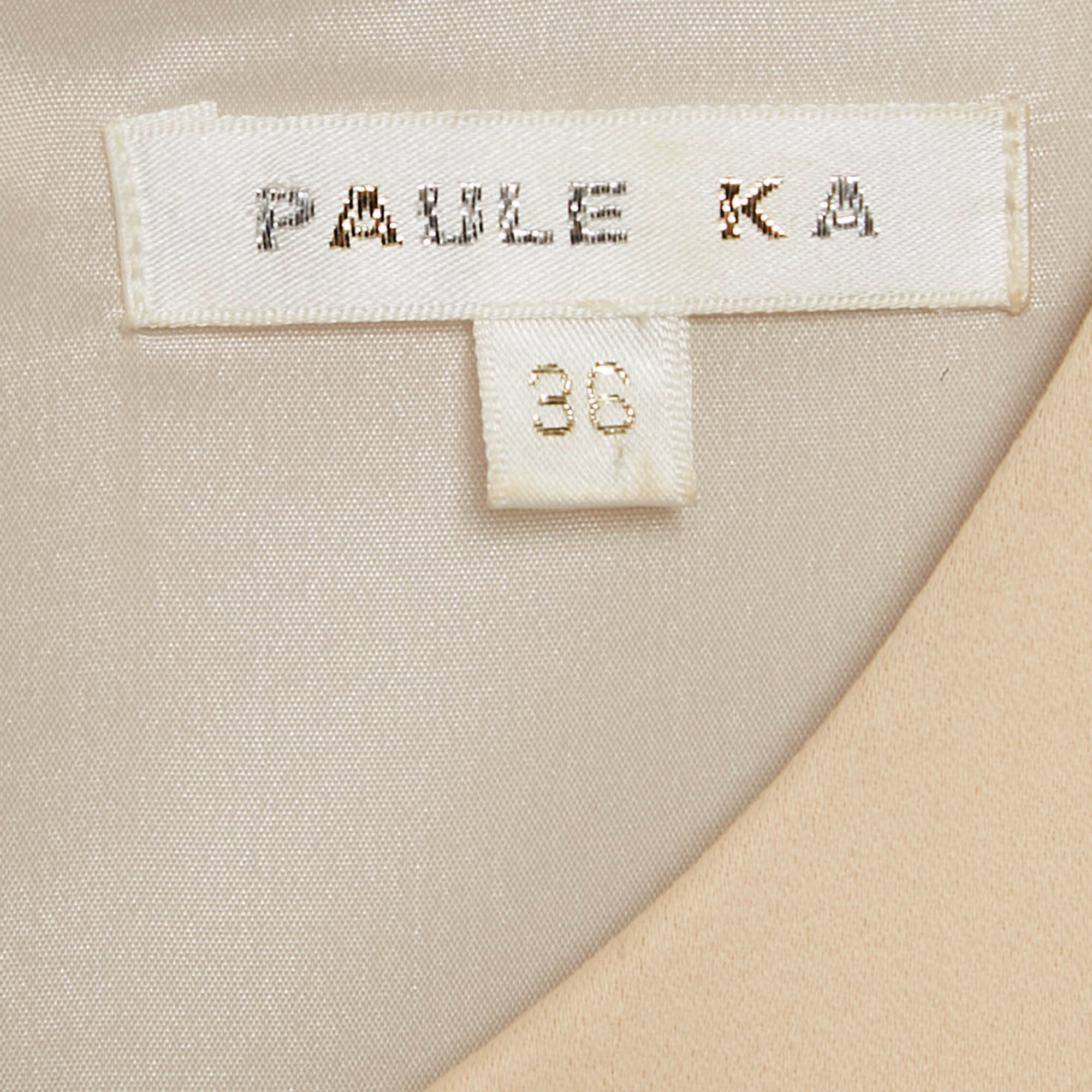 Paule Ka Cream Metal Embellished Stretch Crepe Mini Shift Dress S