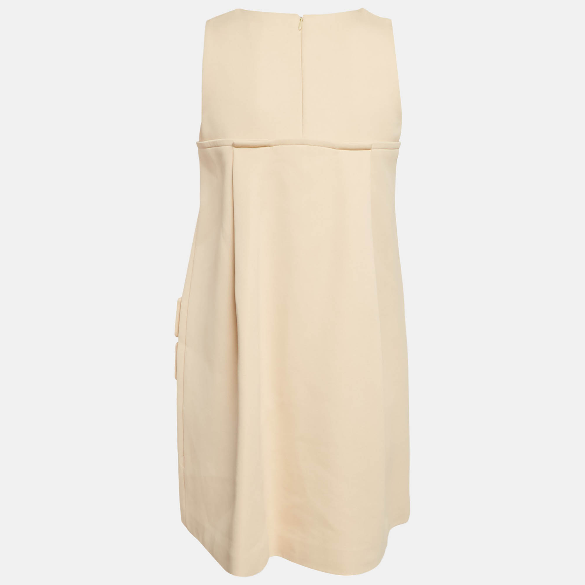 Paule Ka Cream Metal Embellished Stretch Crepe Mini Shift Dress S