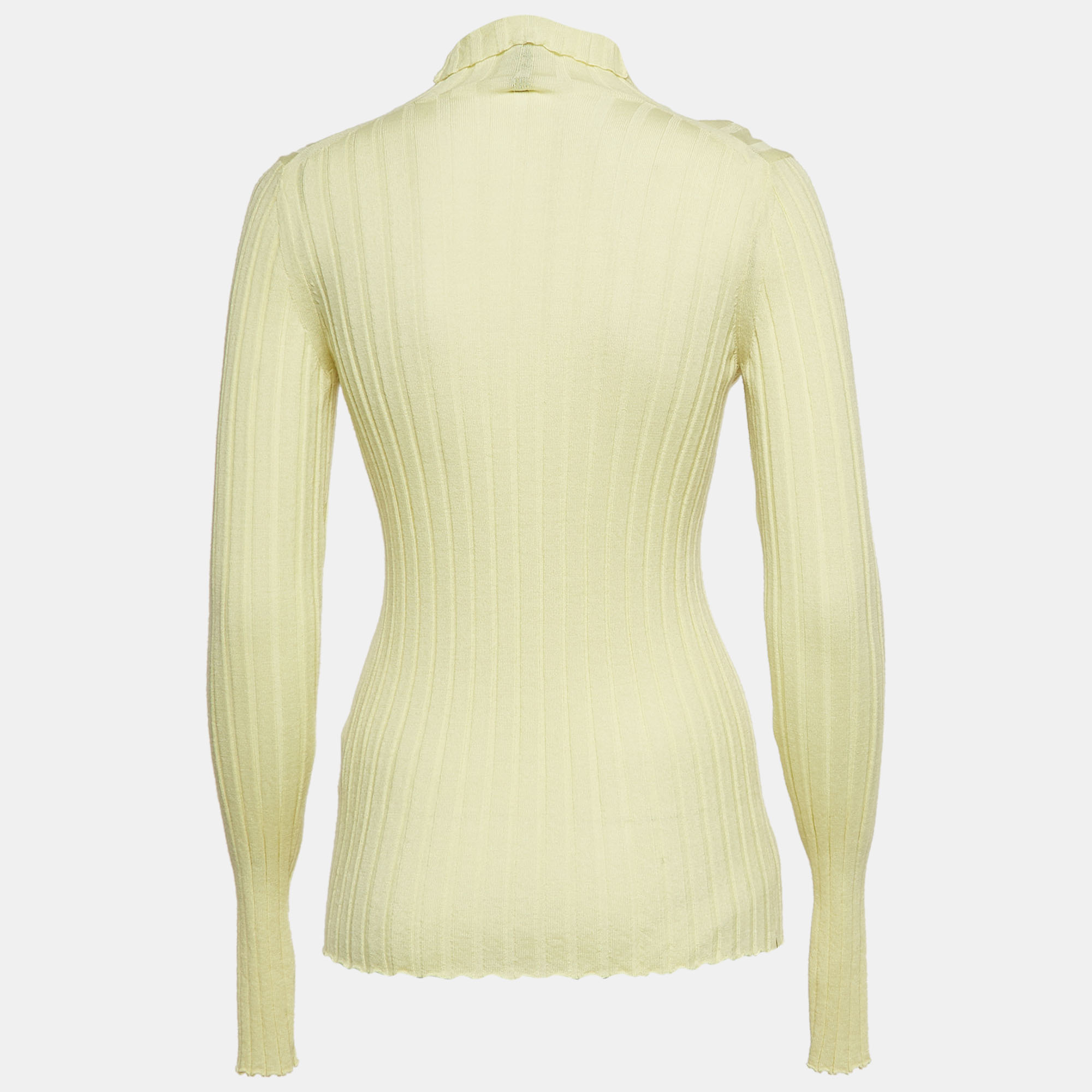 Petar Petrov Yellow Rib Knit Turtle Neck Sweater S