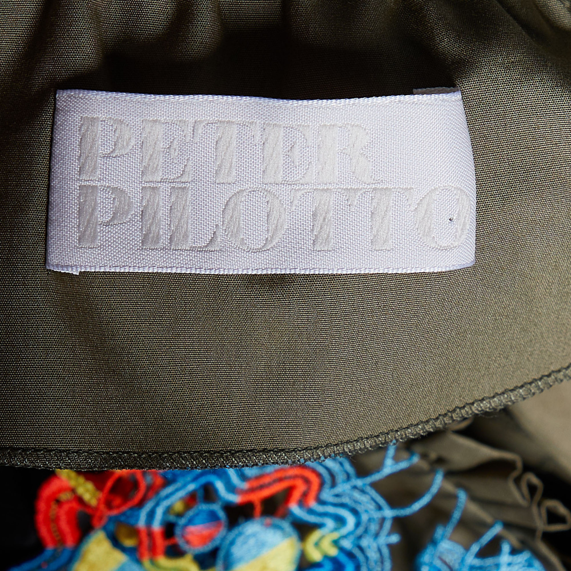 Peter Pilotto Green Cotton Cut Work Detail Off Shoulder Top M