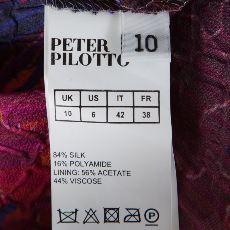 Peter Pilotto Multicolor Textured Water Orchid Print Cloque Peplum Top M