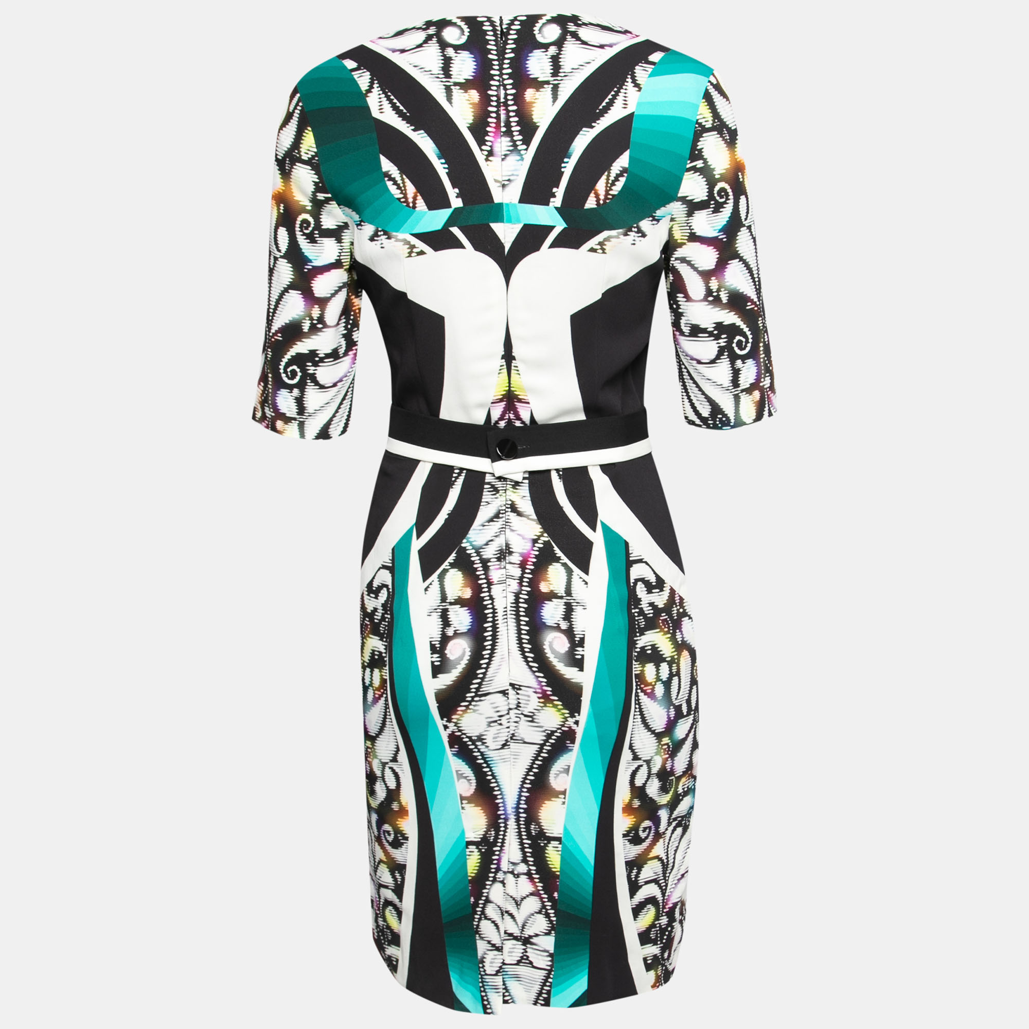 Peter Pilotto Multicolor Digital Print Belted Sheath Dress M