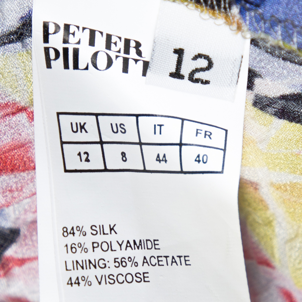 Peter Pilotto Multicolor Printed Silk Jacquard Peplum Detail Sleeveless Top M