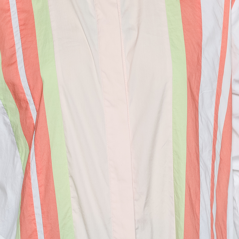 Peter Pilotto Multicolor Striped Cotton Cutout Sleeve Detail Shirt S