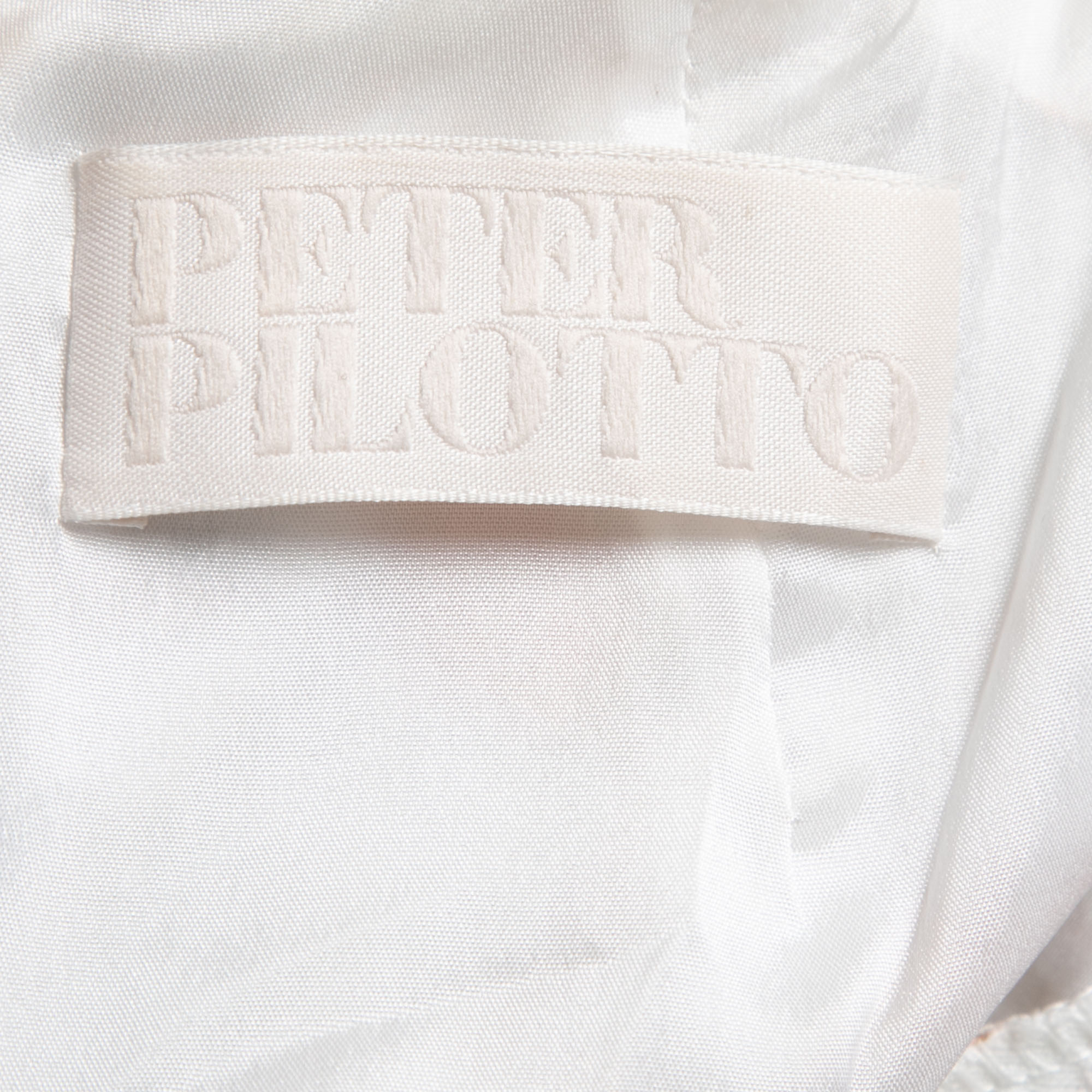 Peter Pilotto White Floral Printed Embossed Crepe Asymmetrical Midi Dress M