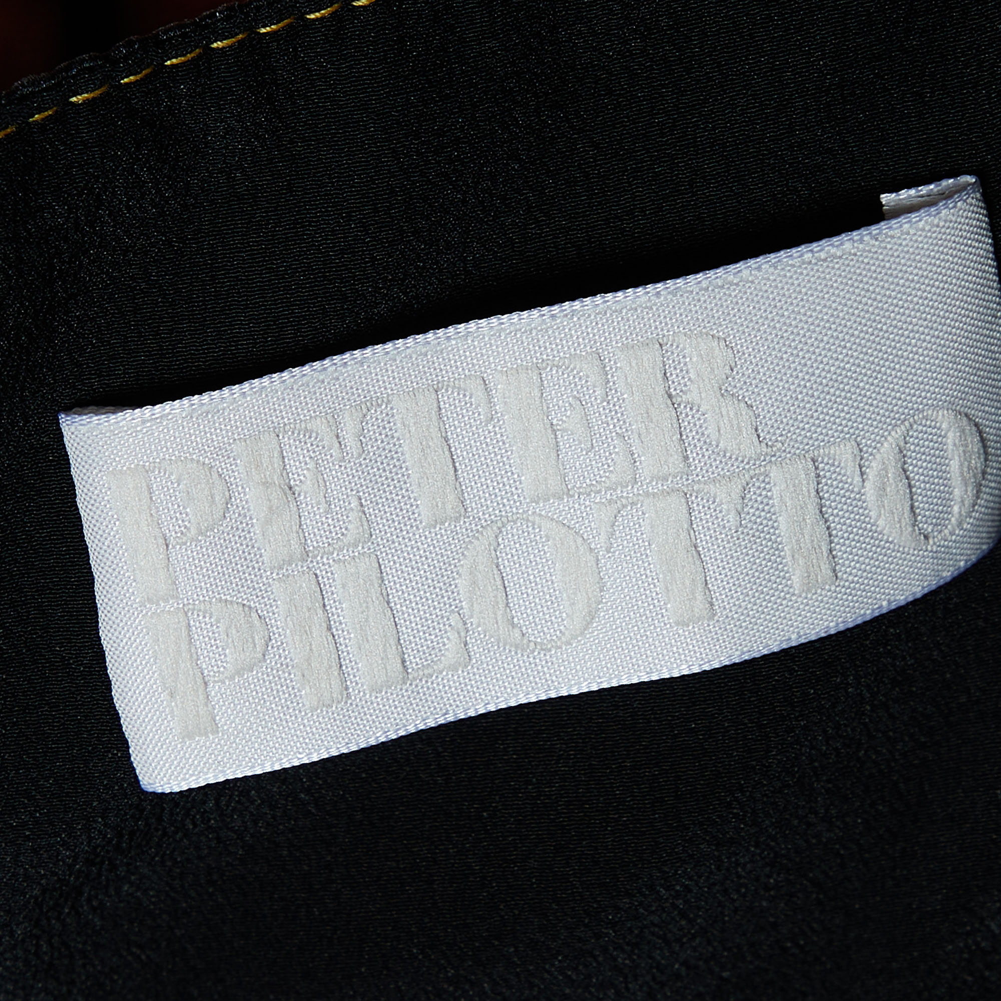 Peter Pilotto Black & Beige Fig Printed Textured Silk Off Shoulder Midi Dress M
