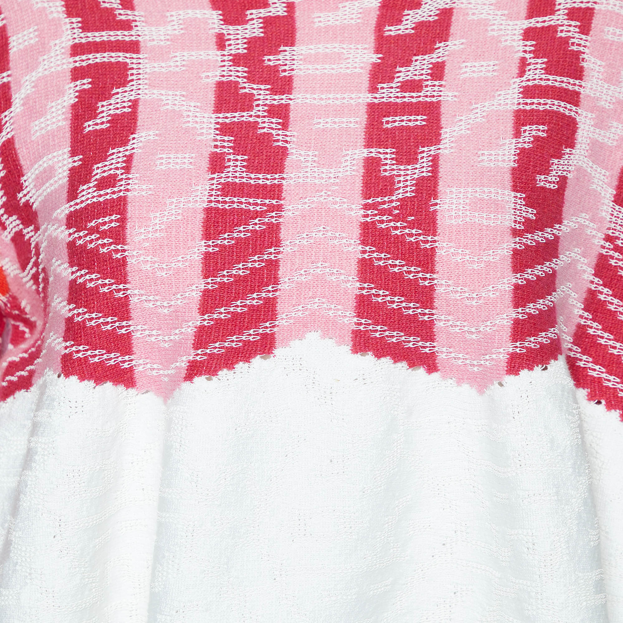 Peter Pilotto Pink/White Cotton & Wool Knit Peplum Sweater S