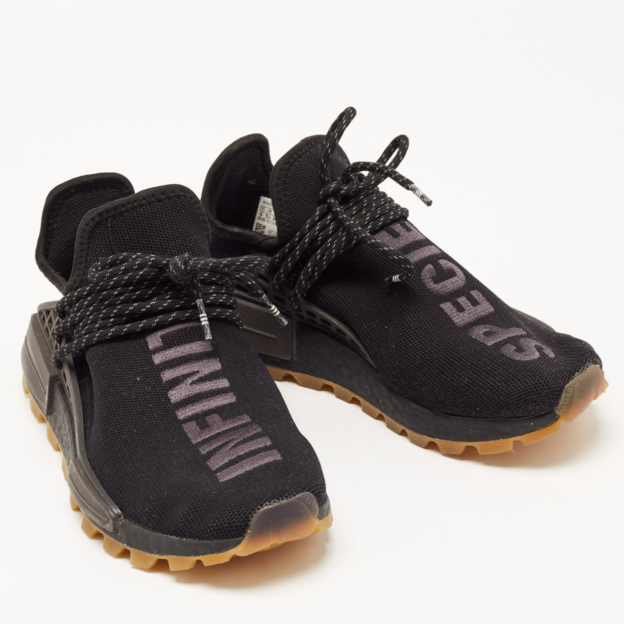 Adidas X Pharell Williams NMD Black Fabric Hu Trail Holi Low Top Sneakers Size 38.5