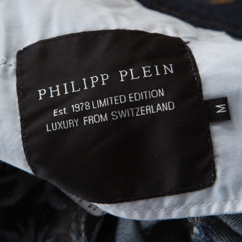 Philipp Plein Limited Edition Indigo Denim Rockstud Embellished Fitted Jeans M