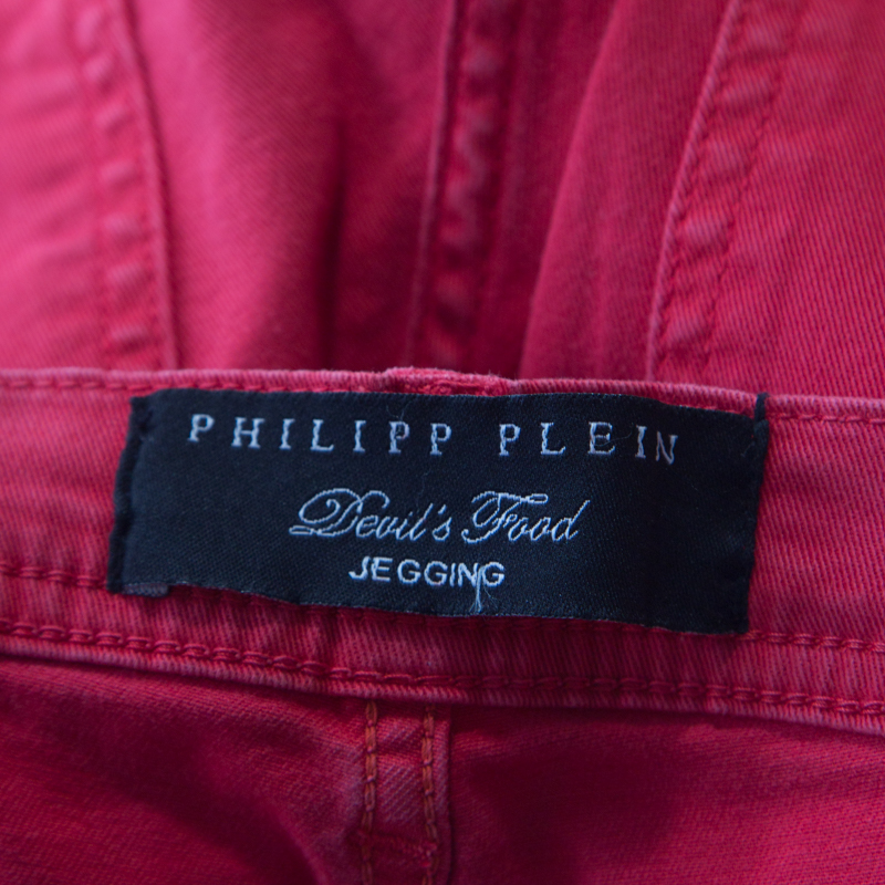 Philipp Plein Devil's Food Red Stretch Cotton Jegging XS