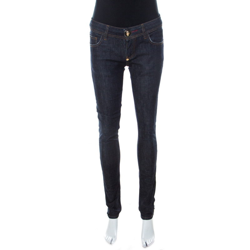 Image of Philipp Plein Blue Dark Wash Denim Strawberry Cheesecake Slim Fit Jeans S