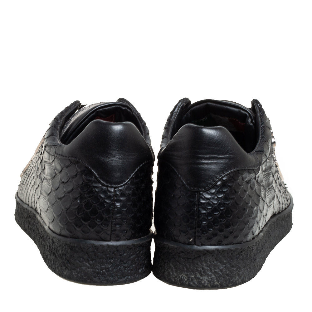 Philipp Plein Black Python Embossed Leather Low Top Sneakers Size 39