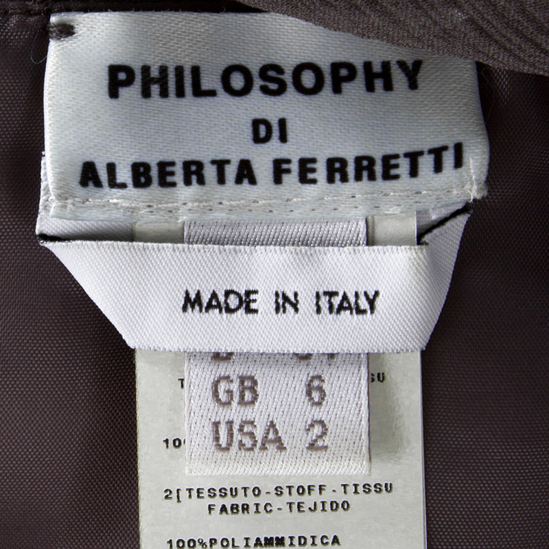 Philosophy Di Alberta Ferretti Grey Embroidered Sleeveless Silk Dress S