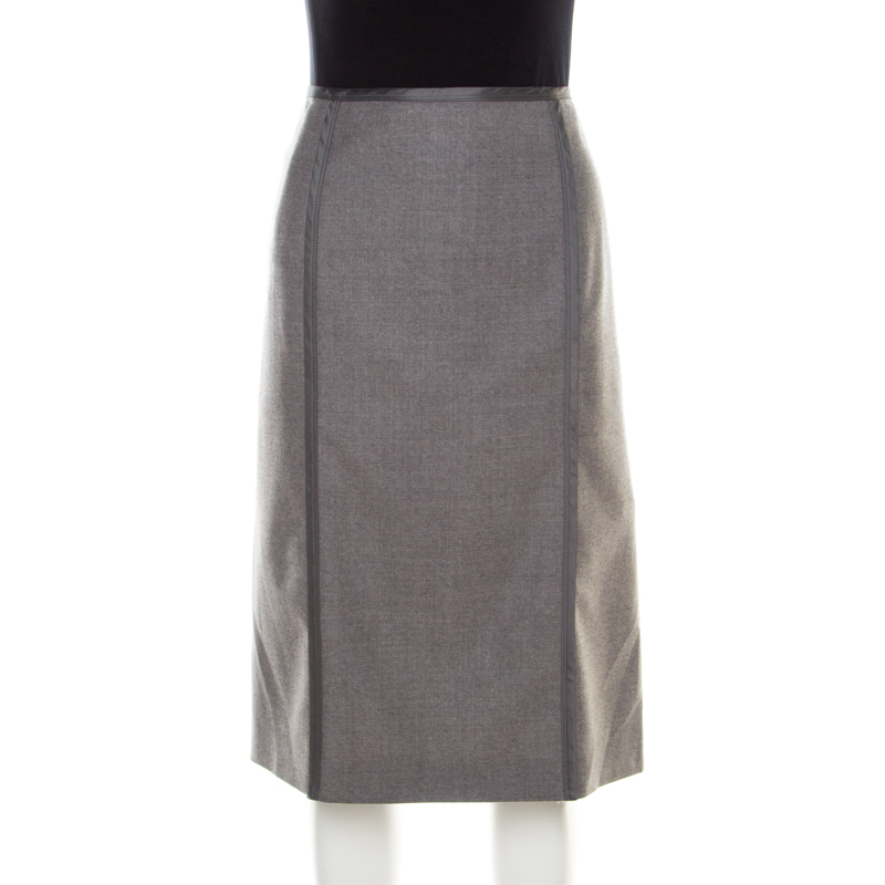 Image of Philosophy di Alberta Ferretti Grey Wool Paneled Pencil Skirt L