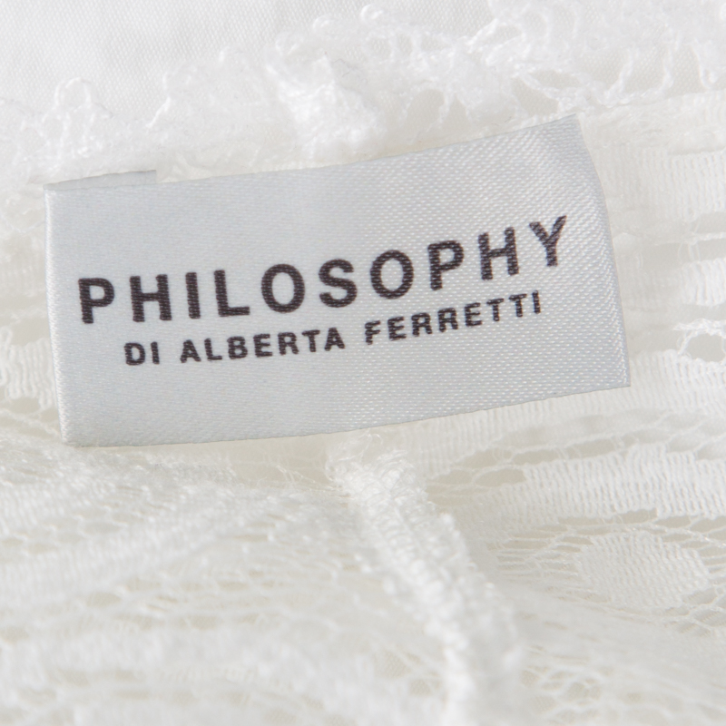 Philosophy Di Alberta Ferretti Off White Cotton Lace Detail Top L