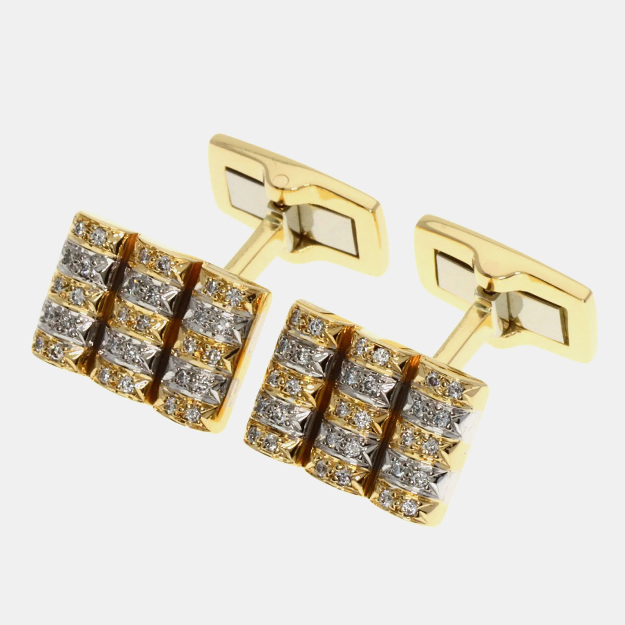 Piaget 18k Yellow Gold Diamond Cufflinks